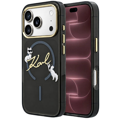 MagSafe-fodral för Apple iPhone 18 Pro Max / 17 Pro Max, Karl Lagerfeld, IML Choupette Karl Script Logo, Svart
