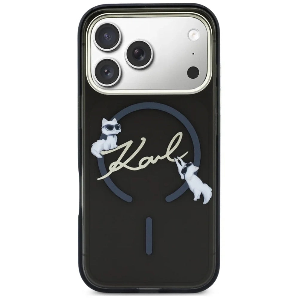 MagSafe-fodral för Apple iPhone 18 Pro Max / 17 Pro Max, Karl Lagerfeld, IML Choupette Karl Script Logo, Svart