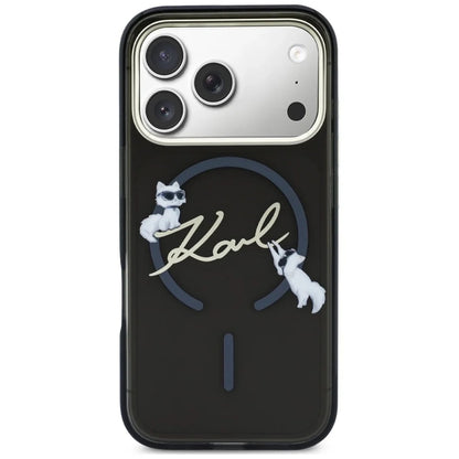 MagSafe-fodral för Apple iPhone 18 Pro Max / 17 Pro Max, Karl Lagerfeld, IML Choupette Karl Script Logo, Svart