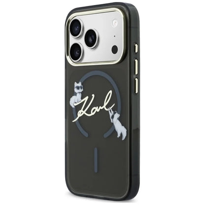 MagSafe-fodral för Apple iPhone 18 Pro Max / 17 Pro Max, Karl Lagerfeld, IML Choupette Karl Script Logo, Svart