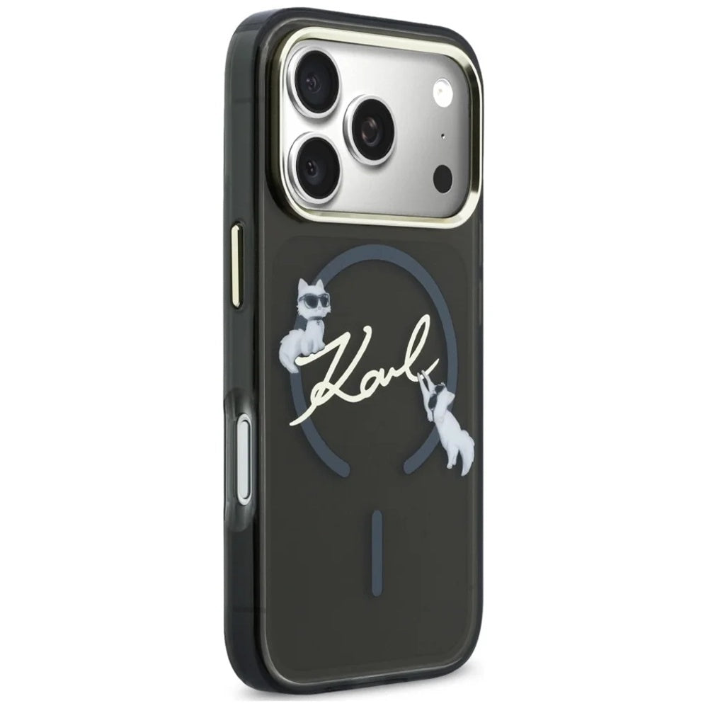 MagSafe-fodral för Apple iPhone 18 Pro Max / 17 Pro Max, Karl Lagerfeld, IML Choupette Karl Script Logo, Svart