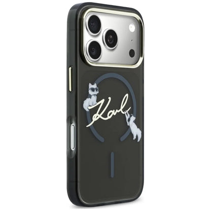 MagSafe-fodral för Apple iPhone 18 Pro Max / 17 Pro Max, Karl Lagerfeld, IML Choupette Karl Script Logo, Svart