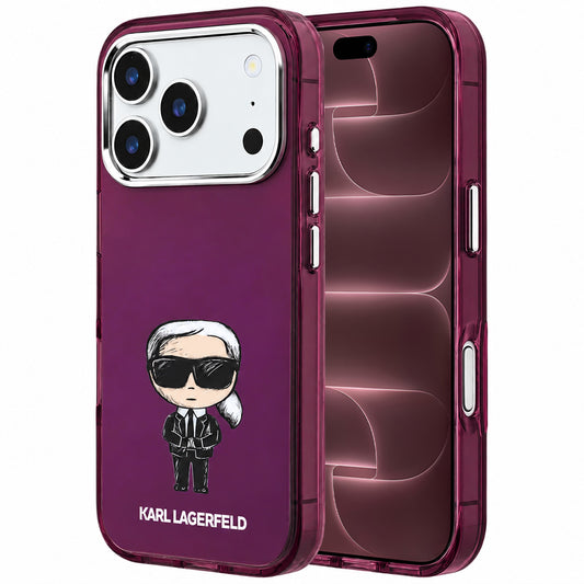 MagSafe-fodral för Apple iPhone 18 Pro Max / 17 Pro Max, Karl Lagerfeld, IML Ikonik Sketch Print, Vinröd