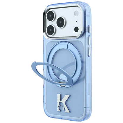 MagSafe-fodral för Apple iPhone 18 Pro Max / 17 Pro Max, Karl Lagerfeld, IML Ring Stand Kameo Metal, Blå