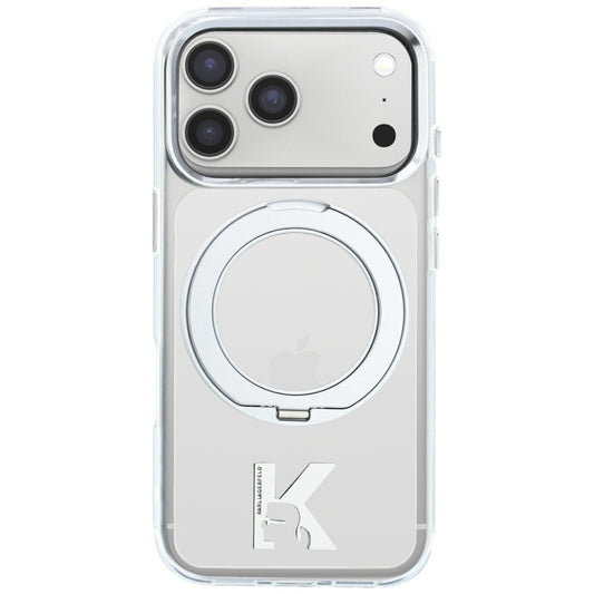 MagSafe-fodral för Apple iPhone 18 Pro Max / 17 Pro Max, Karl Lagerfeld, IML Ring Stand Kameo Metal, Transparent