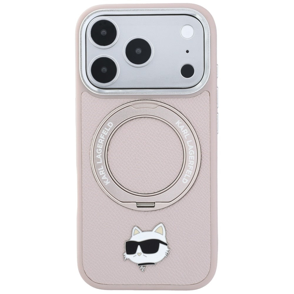 MagSafe-skal för Apple iPhone 18 Pro Max / 17 Pro Max, Karl Lagerfeld, Ring Stand 360 Choupette Pin, rosa