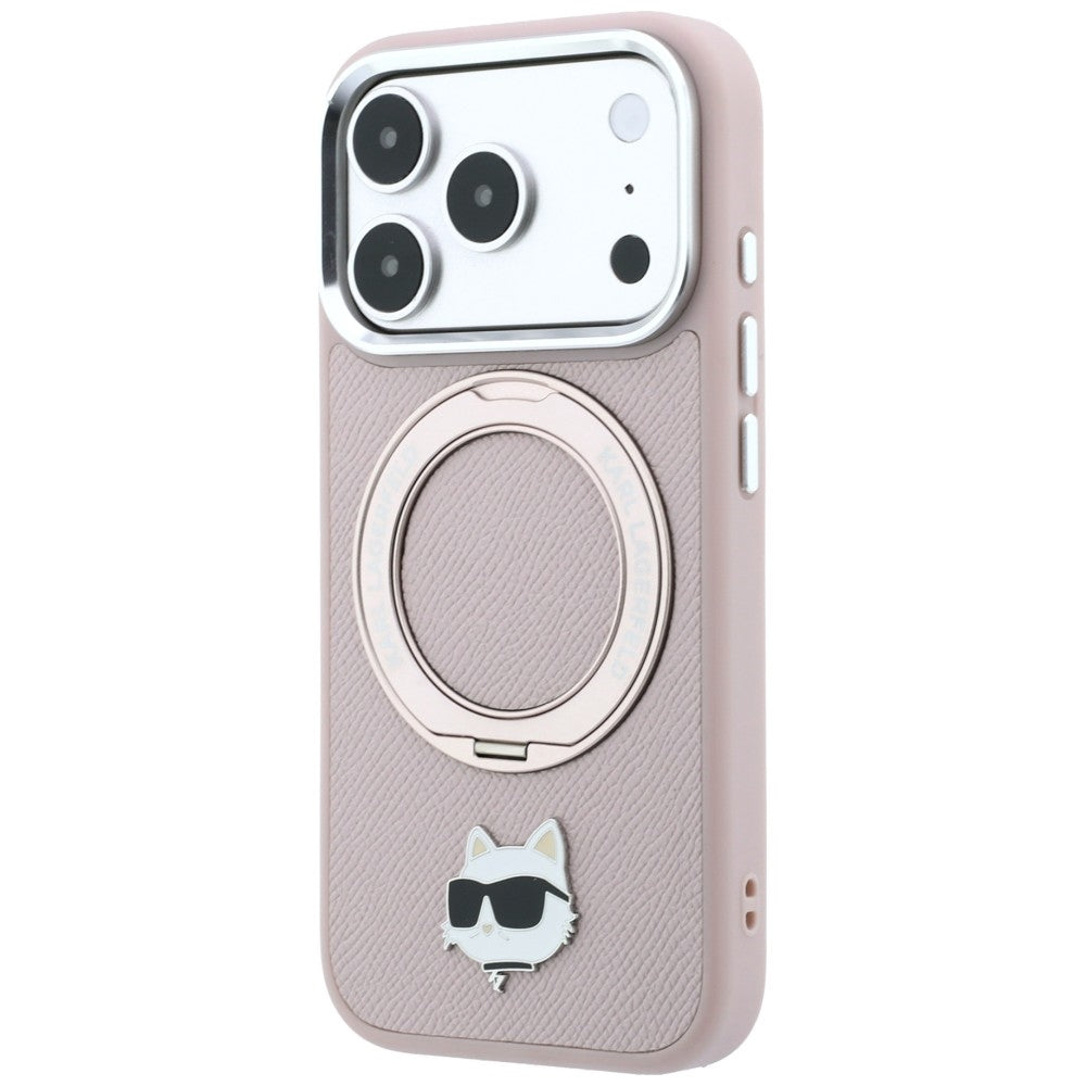 MagSafe-skal för Apple iPhone 18 Pro Max / 17 Pro Max, Karl Lagerfeld, Ring Stand 360 Choupette Pin, rosa