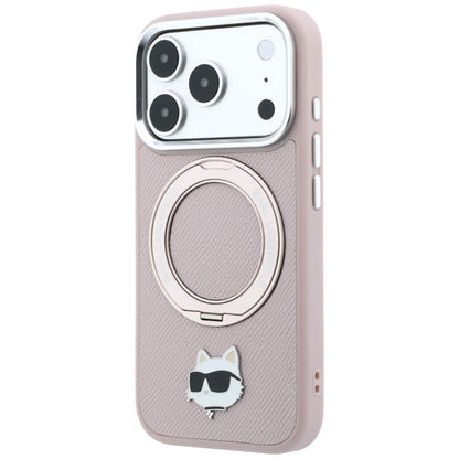 MagSafe-skal för Apple iPhone 18 Pro Max / 17 Pro Max, Karl Lagerfeld, Ring Stand 360 Choupette Pin, rosa