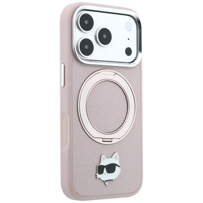 MagSafe-skal för Apple iPhone 18 Pro Max / 17 Pro Max, Karl Lagerfeld, Ring Stand 360 Choupette Pin, rosa