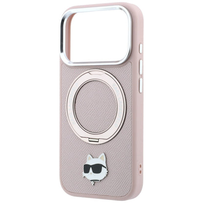 MagSafe-skal för Apple iPhone 18 Pro Max / 17 Pro Max, Karl Lagerfeld, Ring Stand 360 Choupette Pin, rosa