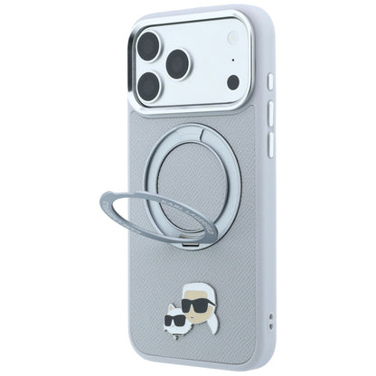 MagSafe-skal för Apple iPhone 18 Pro Max / 17 Pro Max, Karl Lagerfeld, Ring Stand 360 Karl & Choupette Pin, grå