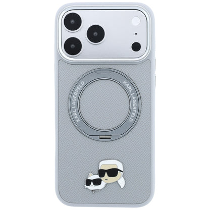 MagSafe-skal för Apple iPhone 18 Pro Max / 17 Pro Max, Karl Lagerfeld, Ring Stand 360 Karl & Choupette Pin, grå
