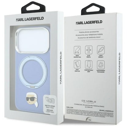 MagSafe-skal för Apple iPhone 18 Pro Max / 17 Pro Max, Karl Lagerfeld, Ring Stand 360 Karl Pin, blå