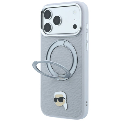 MagSafe-skal för Apple iPhone 18 Pro Max / 17 Pro Max, Karl Lagerfeld, Ring Stand 360 Karl Pin, grå