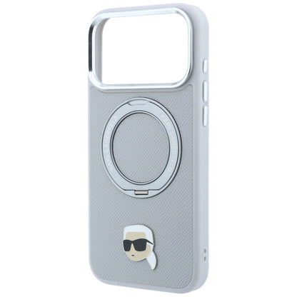 MagSafe-skal för Apple iPhone 18 Pro Max / 17 Pro Max, Karl Lagerfeld, Ring Stand 360 Karl Pin, grå