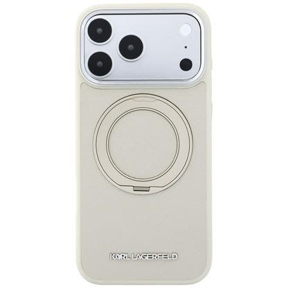 MagSafe-skal för Apple iPhone 18 Pro Max / 17 Pro Max, Karl Lagerfeld, Ring Stand 360 Saffiano, beige
