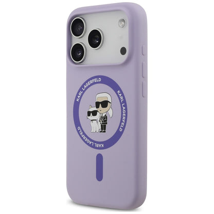 MagSafe-skal för Apple iPhone 18 Pro Max / 17 Pro Max, Karl Lagerfeld, Silicone Ring Karl & Choupette, lila