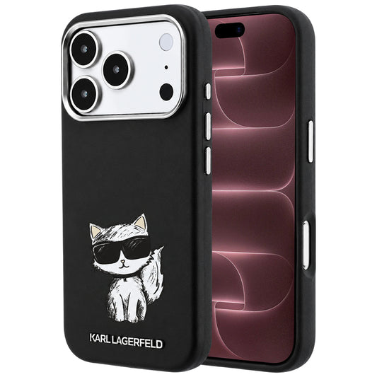 MagSafe Case for Apple iPhone 18 Pro Max / 17 Pro Max, Karl Lagerfeld, Smooth Choupette Sketch, Black