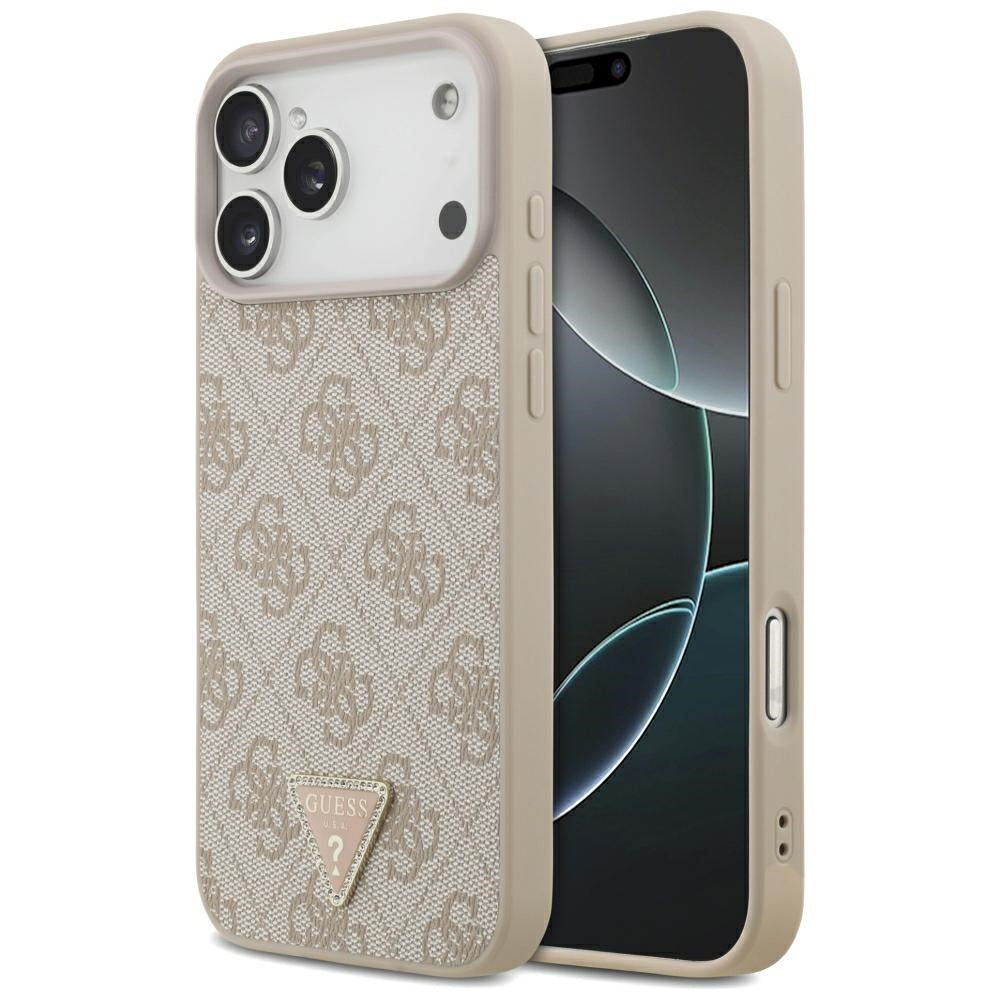 MagSafe-fodral för Apple iPhone 18 Pro Max, Guess, 4G Triangle Strass, Rosa