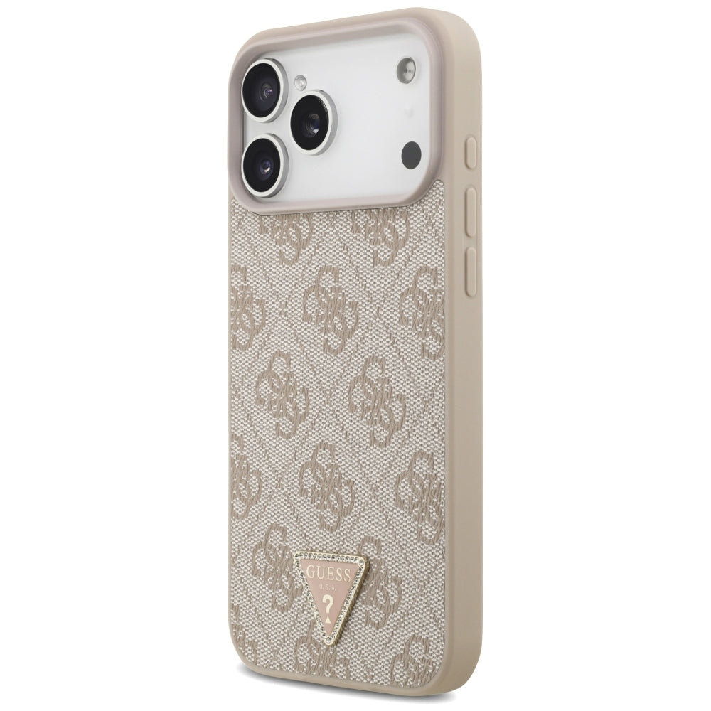 MagSafe-fodral för Apple iPhone 18 Pro Max, Guess, 4G Triangle Strass, Rosa