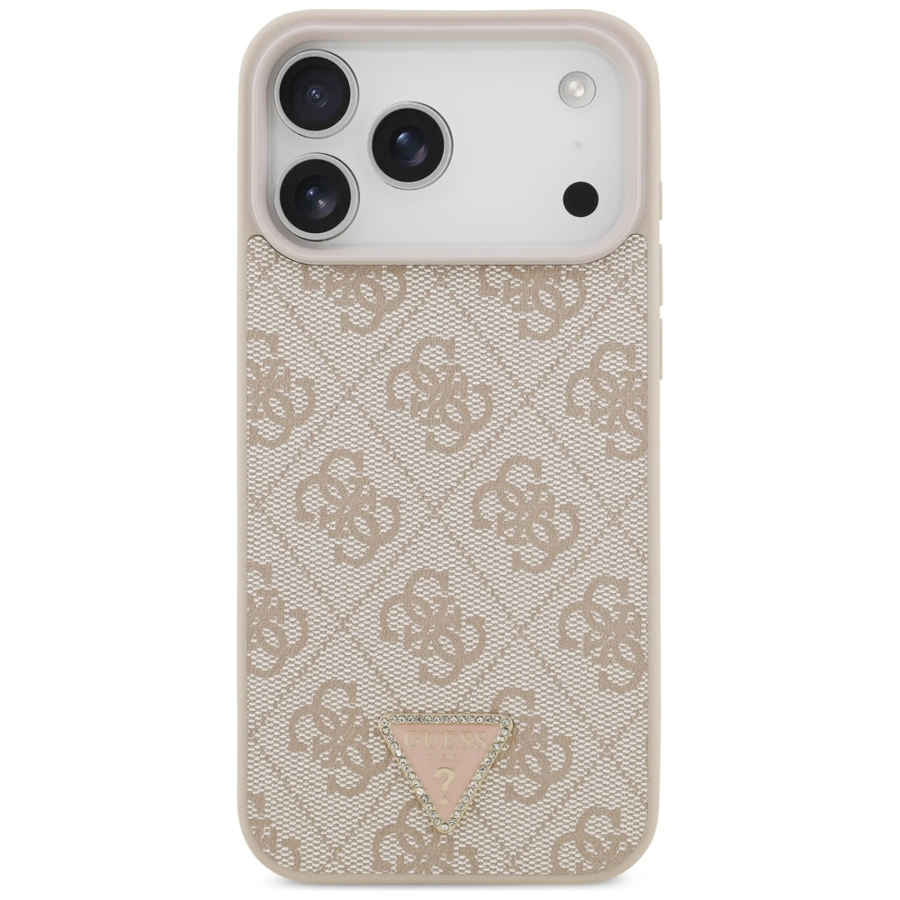 MagSafe-fodral för Apple iPhone 18 Pro Max, Guess, 4G Triangle Strass, Rosa