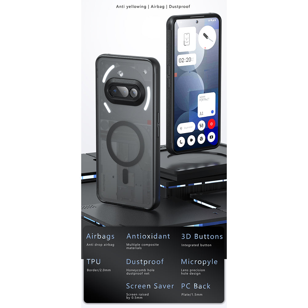 MagSafe-fodral för Nothing Phone (3a), Techsuit, PureFrost, Svart