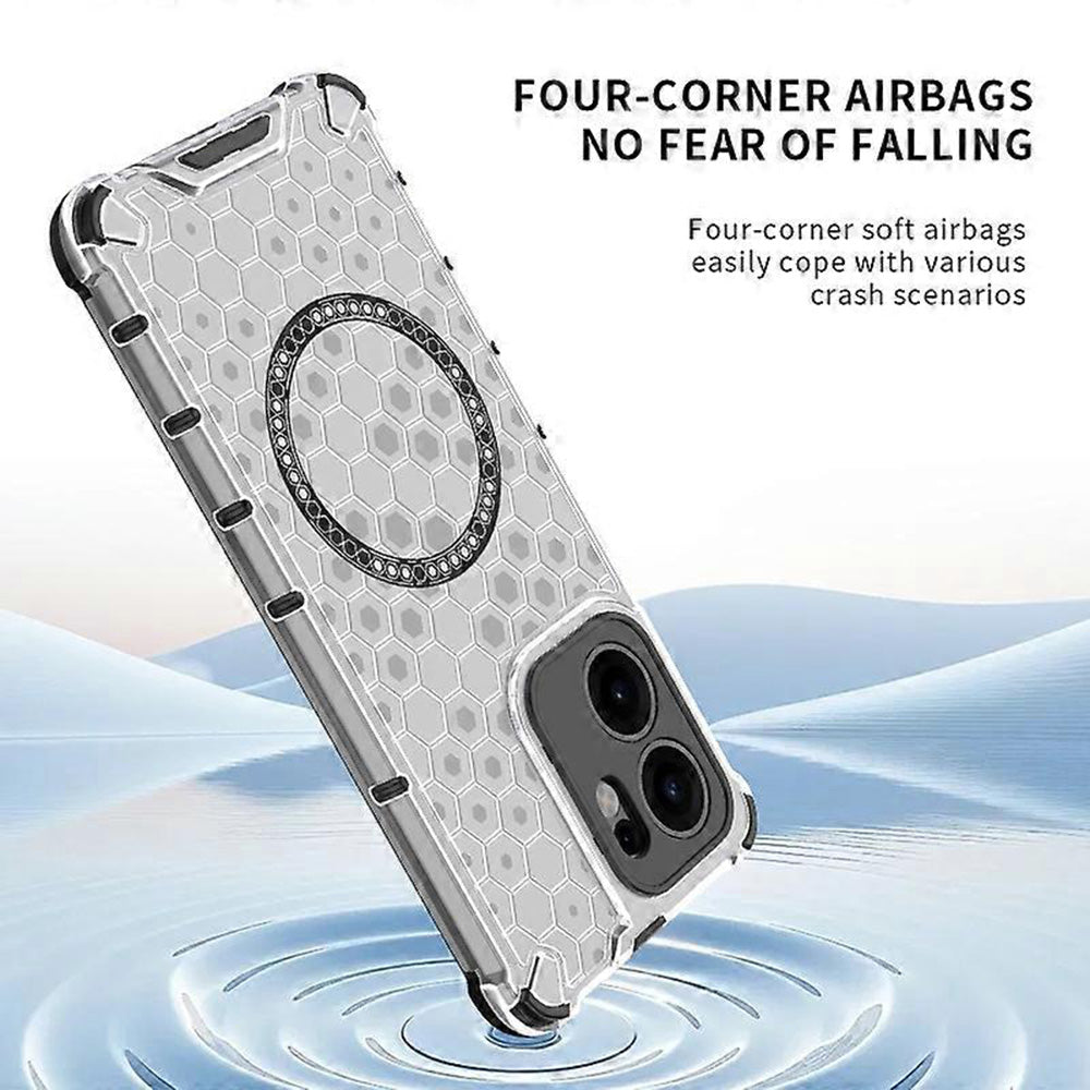 MagSafe-fodral för Oppo Reno13 FS 5G / Reno13 F 4G / Reno13 F, Techsuit, HoneyComb Shield, Vit