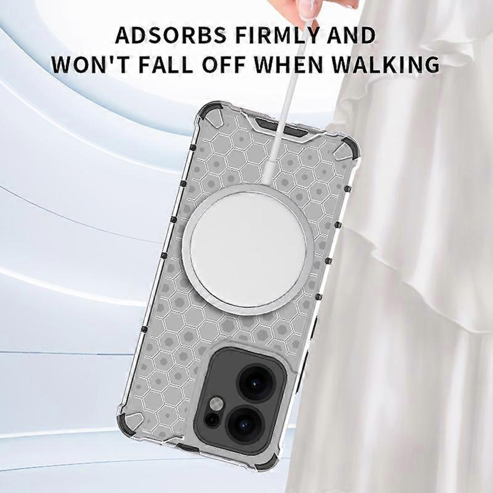 MagSafe-fodral för Oppo Reno13 FS 5G / Reno13 F 4G / Reno13 F, Techsuit, HoneyComb Shield, Vit