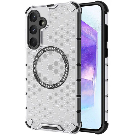 MagSafe-fodral för Samsung Galaxy A55 5G A556, Techsuit, HoneyComb Shield, Vit