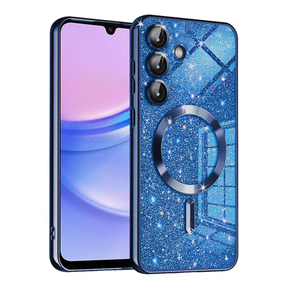 MagSafe-fodral för Samsung Galaxy A15 5G A156 / A15 A155, Techsuit, Luxury Glitter, Mörkblå
