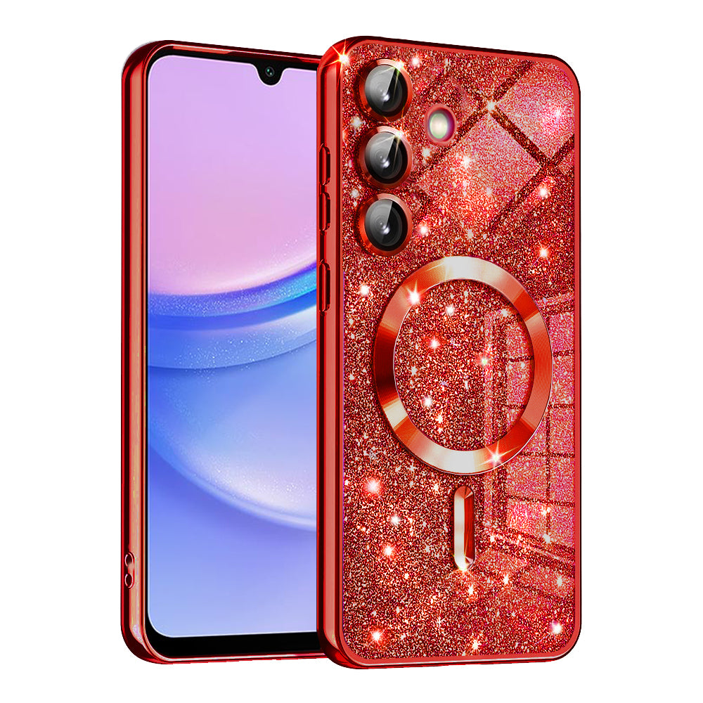 MagSafe-fodral för Samsung Galaxy A15 5G A156 / A15 A155, Techsuit, Luxury Glitter, Rosa