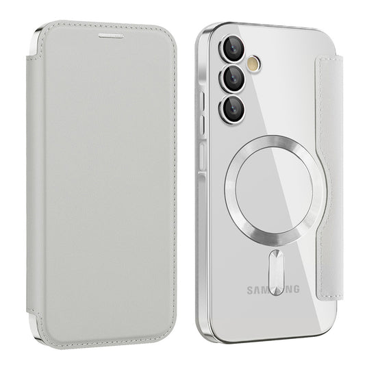 MagSafe-fodral för Samsung Galaxy A15 5G A156 / A15 A155, Techsuit, SmartMag Book, Grå