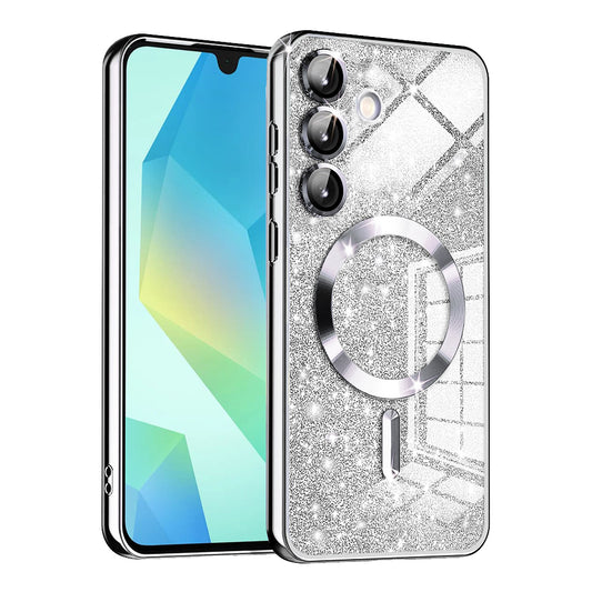 MagSafe-fodral för Samsung Galaxy A16 5G A166 / A16 4G A165, Techsuit, Luxury Glitter, Silver