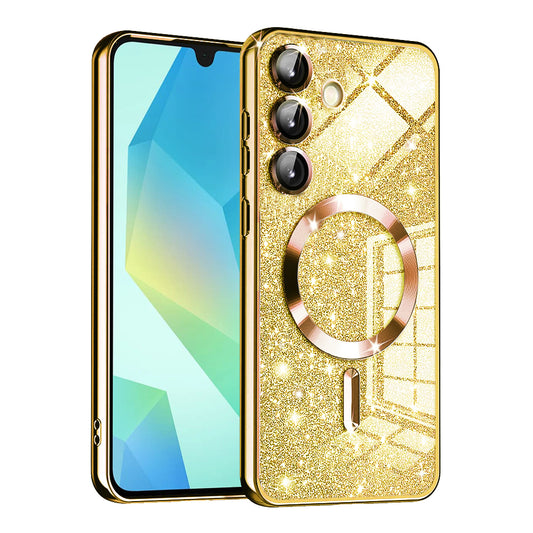 MagSafe-fodral för Samsung Galaxy A16 5G A166 / A16 4G A165, Techsuit, Luxury Glitter, Guld