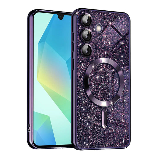 MagSafe-fodral för Samsung Galaxy A16 5G A166 / A16 4G A165, Techsuit, Luxury Glitter, Mörklila