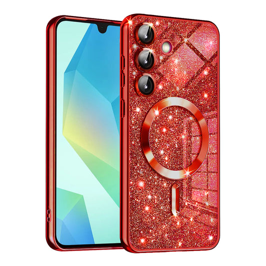 MagSafe-fodral för Samsung Galaxy A16 5G A166 / A16 4G A165, Techsuit, Luxury Glitter, Röd