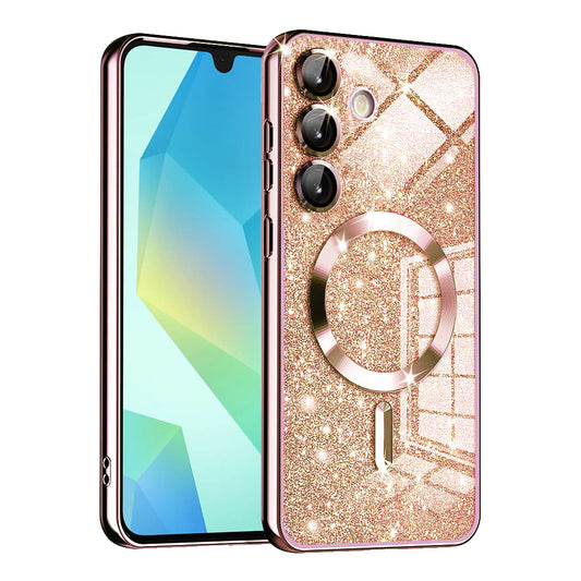 MagSafe-fodral för Samsung Galaxy A16 5G A166 / A16 4G A165, Techsuit, Luxury Glitter, Roséguld