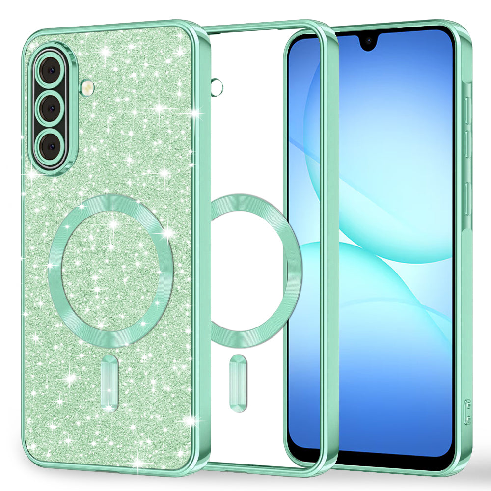 MagSafe-fodral för Samsung Galaxy A17 4G / A17 5G, Techsuit, Luxury Glitter, Ljusgrön