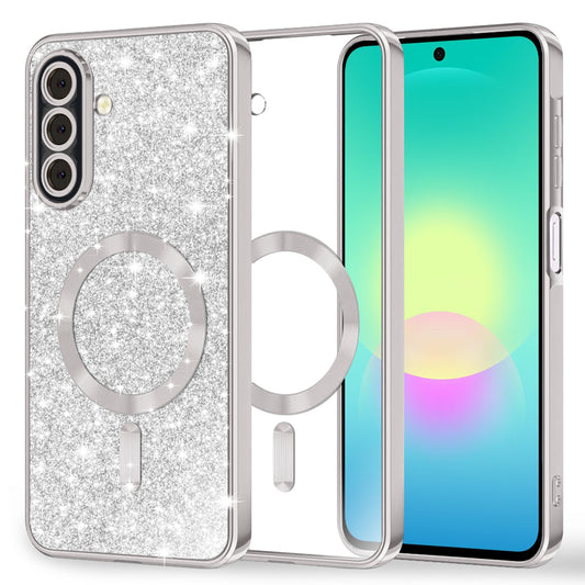 MagSafe-fodral för Samsung Galaxy A27 5G, Techsuit, Luxury Glitter, Silver