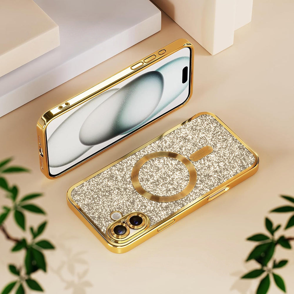 MagSafe-fodral för Samsung Galaxy A27 5G, Techsuit, Luxury Glitter, Guld