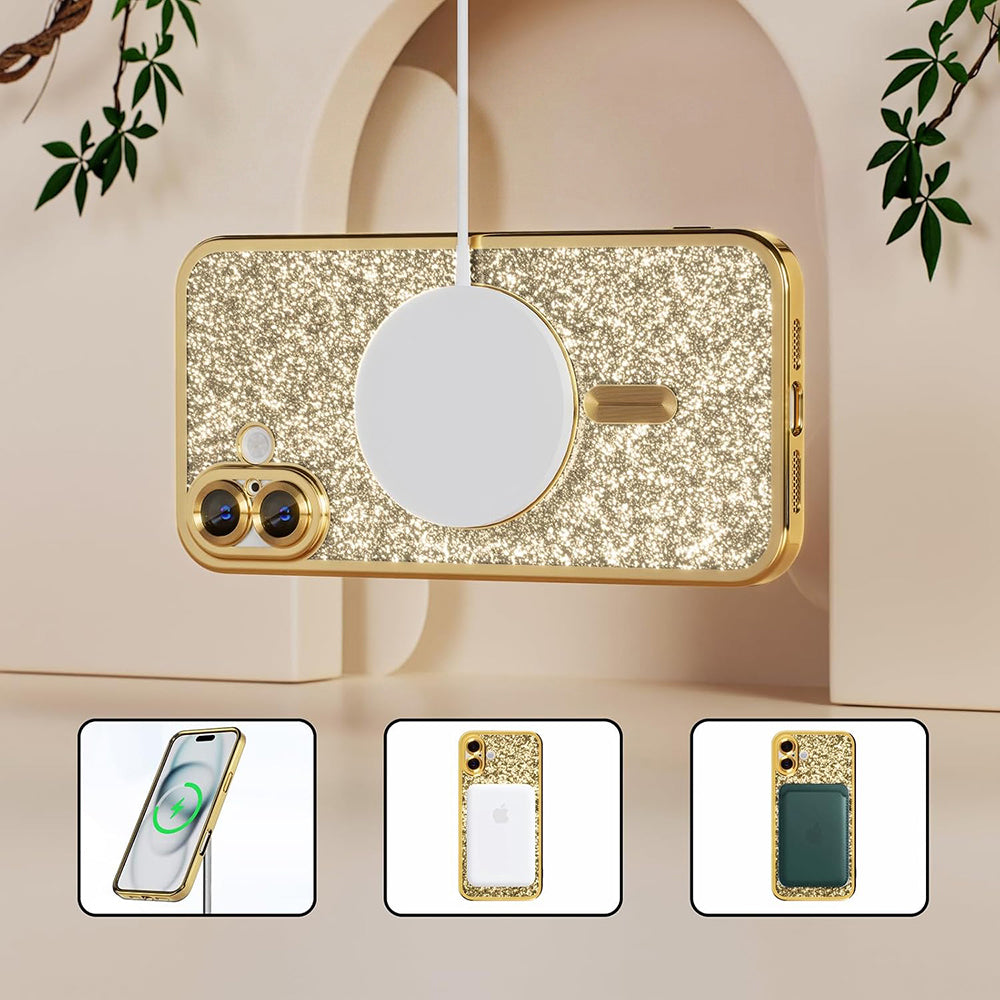 MagSafe-fodral för Samsung Galaxy A27 5G, Techsuit, Luxury Glitter, Guld