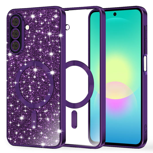 MagSafe-fodral för Samsung Galaxy A27 5G, Techsuit, Luxury Glitter, Mörklila