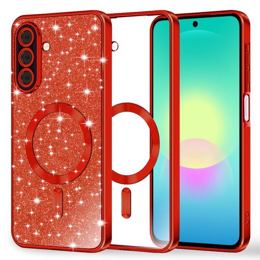 MagSafe-fodral för Samsung Galaxy A27 5G, Techsuit, Luxury Glitter, Röd