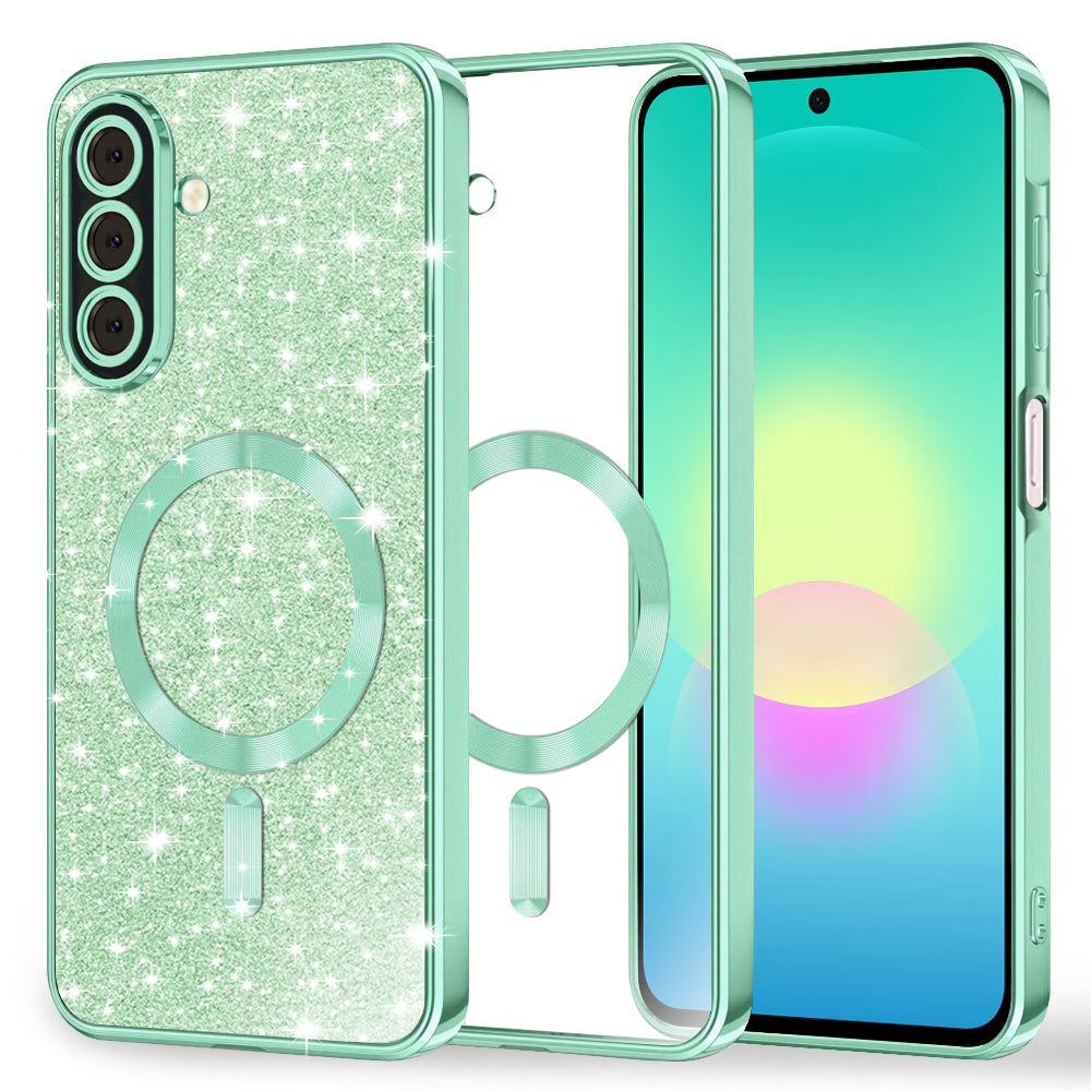 MagSafe-fodral för Samsung Galaxy A27 5G, Techsuit, Luxury Glitter, Ljusgrön
