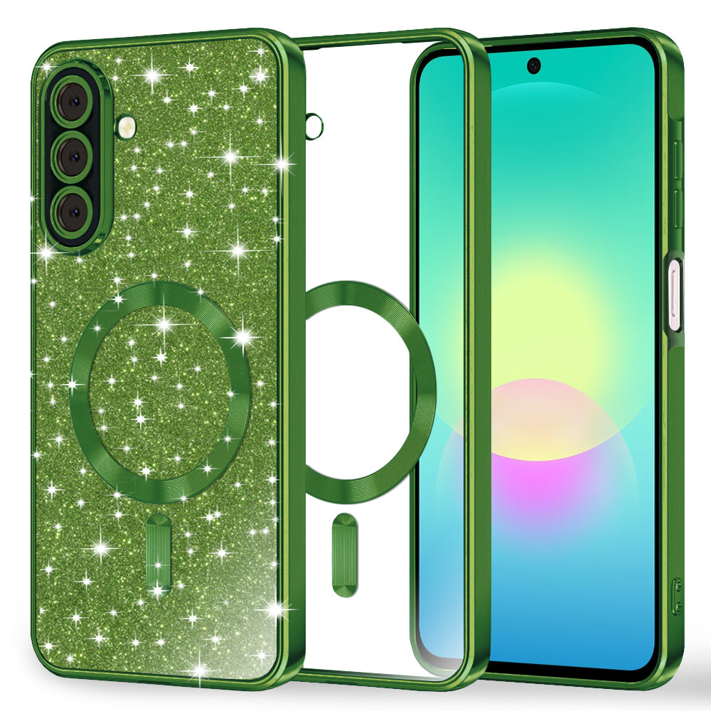 MagSafe-fodral för Samsung Galaxy A27 5G, Techsuit, Luxury Glitter, Mörkgrön