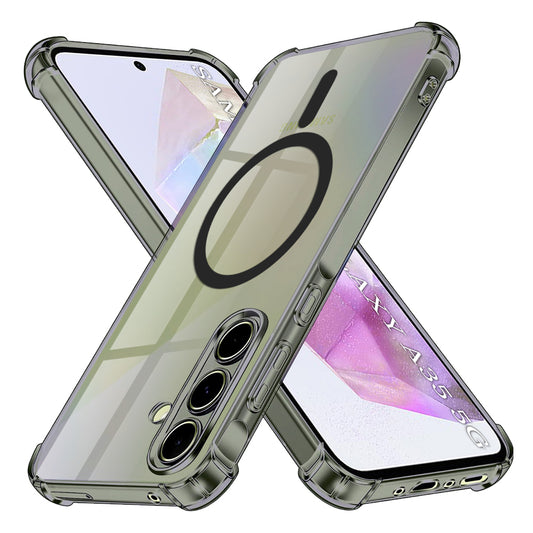 MagSafe-fodral för Samsung Galaxy A35 5G A356, Techsuit, stöttåligt klart, röksvart