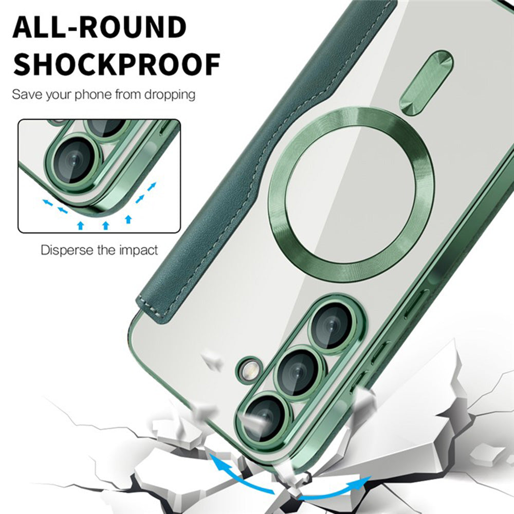 MagSafe Case for Samsung Galaxy A36 A366, Techsuit, SmartMag Book, Green