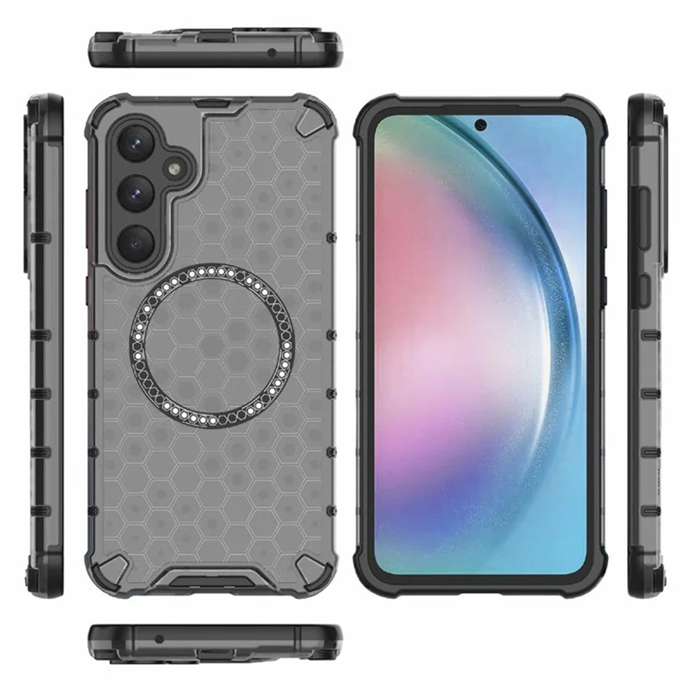 MagSafe-fodral för Samsung Galaxy A55 5G A556, Techsuit, HoneyComb Shield, Svart