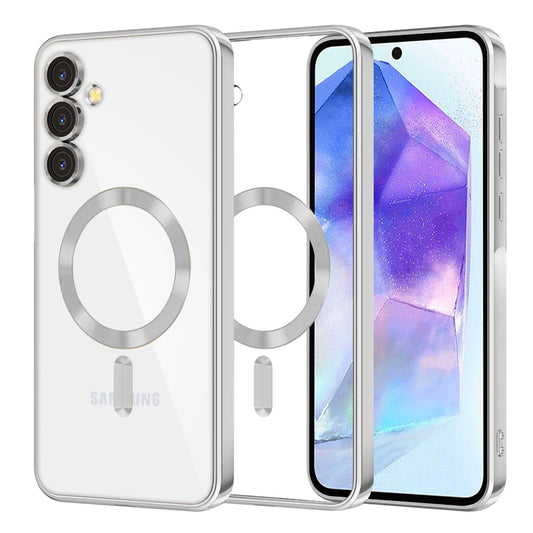 MagSafe-fodral för Samsung Galaxy A55 5G A556, Techsuit, Luxury Crystal, Silver