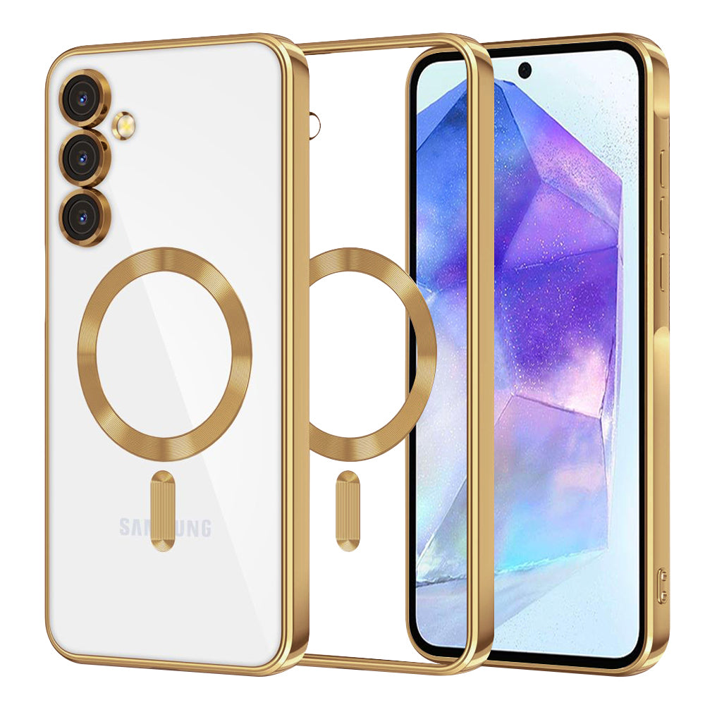 MagSafe-fodral för Samsung Galaxy A55 5G A556, Techsuit, Luxury Crystal, Guld